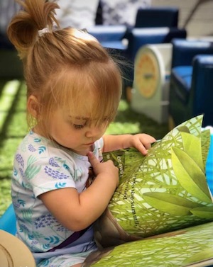 Child looking through a picture book